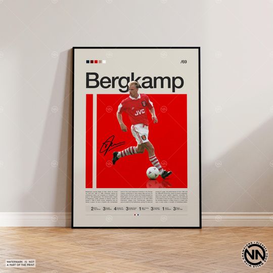 Dennis Bergkamp Poster, Arsenal FC Poster, Soccer Gifts, Sports Poster, Football Player Poster, Soccer Wall Art, Sports Bedroom Posters