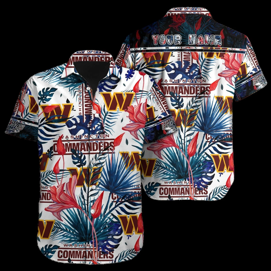 personalized Washington Commanders Tropical Bloom Hawaiian Shirt, Gift for Fan