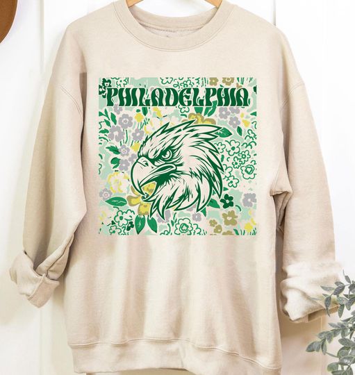 Philadelphia Team Mascot Floral Sweatshirt, Game Day Sweatshirt, Flower Football Sports Sweatshirt, Cheerleader Gift