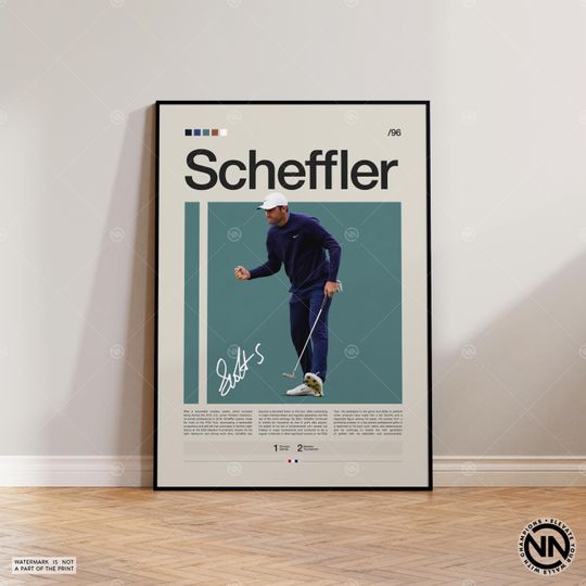Scottie Scheffler Poster, Golf Poster, Motivational Poster, Sports Poster, Modern Sports Art, Golf Gifts, Mid Century Modern, Golf Wall Art