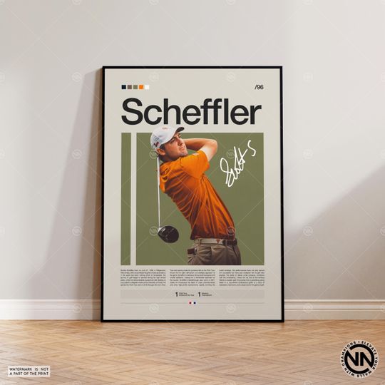 Scottie Scheffler Poster, Golf Poster, Motivational Poster, Sports Poster, Modern Sports Art, Golf Gifts, Mid Century Modern, Golf Wall Art