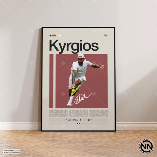 Nick Kyrgios Poster, Tennis Poster, Motivational Poster, Sports Poster, Modern Sports Art, Tennis Gifts, Minimalist Poster, Tennis Art