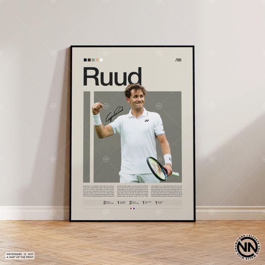 Casper Ruud Poster, Tennis Poster, Motivational Poster, Sports Poster, Modern Sports Art, Tennis Gifts, Minimalist Poster, Tennis Art