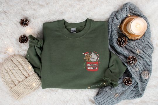 Gingerbread Embroidered Sweatshirt, Christmas Crewneck, Gingerbread Cookie