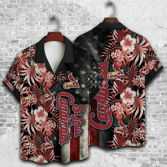 St. Louis Baseball Team Patriotic Floral Hawaiian Shirt, Gift for Fan