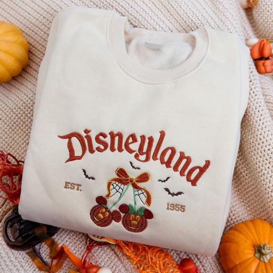 Disneyland Halloween Embroidered Sweatshirt, Pumpkin Coquette Sweatshirt, Autumn Sweatshirt