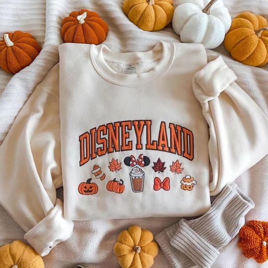 Disneyland Fall Embroidered Sweatshirt, Pumpkin Mickey Sweatshirt, Fall Mickey Sweatshirt, Autumn Disney Crewneck, Disney Youth Sweater