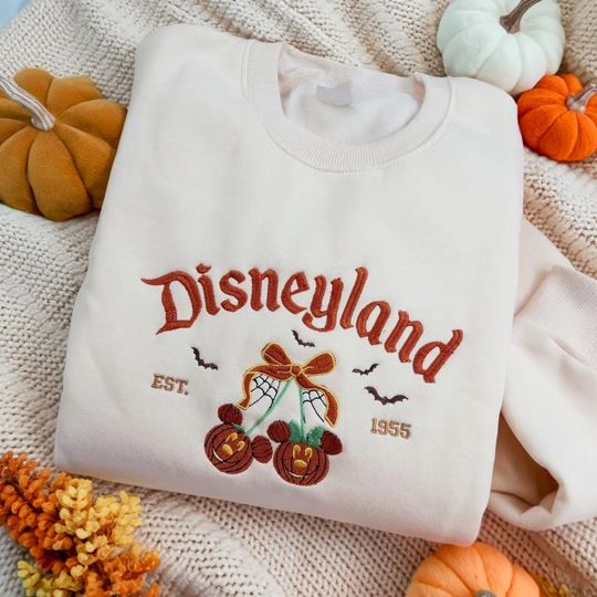 Pumpkin Coquette Embroidered Sweatshirt, Disneyland Halloween Sweatshirt, Autumn Girly Sweatshirt, Magical Land Sweatshirt