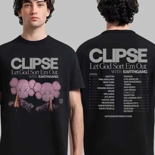 Clipse Let God Sort Em Out 2025 North American Tour Cities Dates Two Sided Shirt