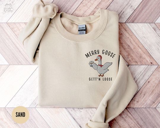 Embroidered Silly Goose Christmas Sweatshirt, Holiday Espresso Martini Sweater, Funny Goose Lover Gift