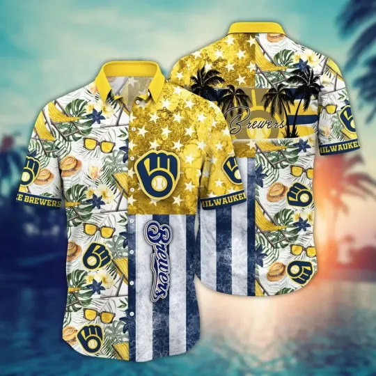 Milwauke Brew Tropical Patchwork Hawaiian Shirt, Gift for Fan