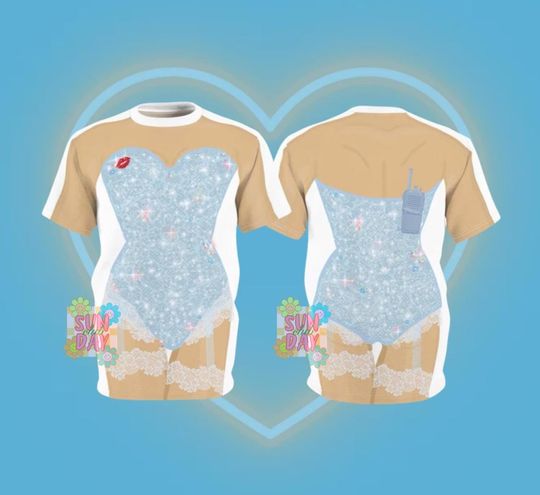 Blue Sparkle Kiss Bodysuit  T-shirt Dress, Halloween Outfit, Christmas Gift