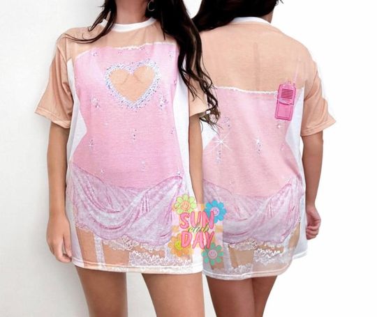 Pink Heart Cutout Dress  T-shirt Dress, Halloween Outfit, Christmas Gift