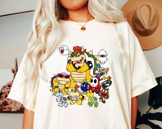 Cute Nintendo Super Character T-Shirt, Super M Shirt, Bowser Enemy Mushroom Tee, Disneyland Trip Shirt