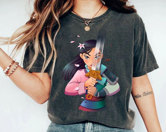 Disney Mulan Anime Half Girl Half Warrior T-Shirt, Disneyland Holiday Vacation Gift, Mulan Shirt