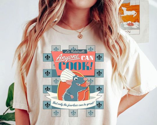 Disney Pixar Ratatouille Remy Little Chef Anyone Can Cook Poster T-Shirt, Vintage Disney Shirt, Disney Trip Shirt