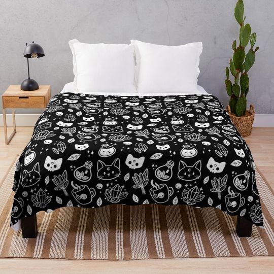 Herb Witch // Black and White | Nikury Throw Blanket