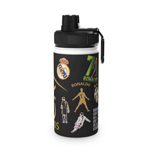 Ronaldo Water Bottle, Stainless Steel, Sports Lid, Sports Bottle, Ronaldo Gift, Football, Basket, Gym Accessories. Customized with your Name