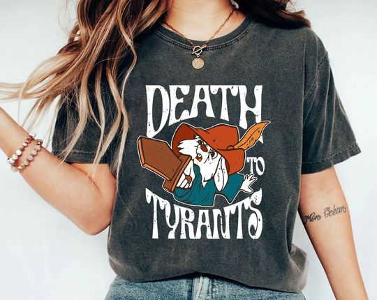 Retro 70s Skippy Rabbit Death To Tyrants T-Shirt, Disneyland Trip Outfits, Robin Hood Disney Shirt, Magic Kingdom