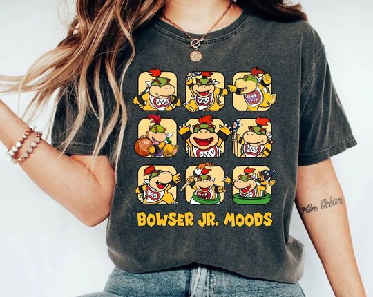 Cute Nintendo Bowser Jr. Moods T-Shirt, Nintendo Super Ma Bowser Jr. Shirt, Disneyland Gamer Shirt