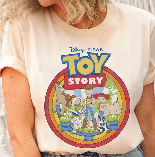 Vintage Disney Pixar Toy Story Circle T-Shirt, Buzz Lightyear Woody Jessie Shirt, Disney Family Trip 2025, Magic Kingdom Vacation