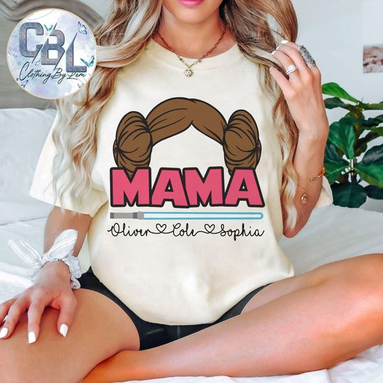 Custom Princess Leia Star Wars Mama T-Shirt, Princess Leia Hair Vintage Tshirt, May The Force Be With You, Star Wars Day, Galaxy's Edge Trip