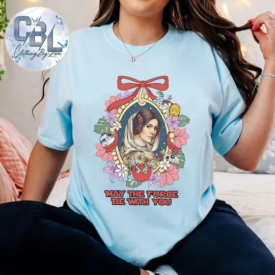 Vintage Princess Leia Floral Coquette Bow T-Shirt, Retro Disney Star Wars Group Shirt, May The Force Be With You, Galaxy's Edge Matching Trip