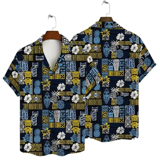 TampaaBayyRays Tribal Patchwork Hawaiian Shirt, Gift for Fan