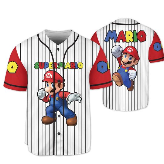 Personalized Super Mario Baseball Jersey, Super Mario Jersey, Mario Characters Shirt, Super Mario Shirt, Movie Game Shirt