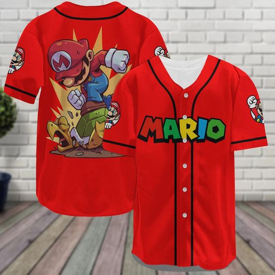 Mario Jersey Baseball Jersey, Super Mario Jersey Kids Shirt, Mario Baseball Shirt, Video Game Baseball Shirt, Baseball Jersey Shirt