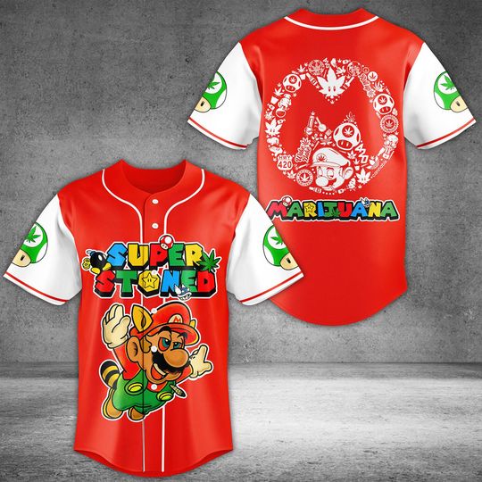 Super Mario 420 Baseball Shirt, Super Stoned Happy Jersey, Weed Jersey, Mario Bros Shirt, Mario Weed Shirt, 420 Shirt