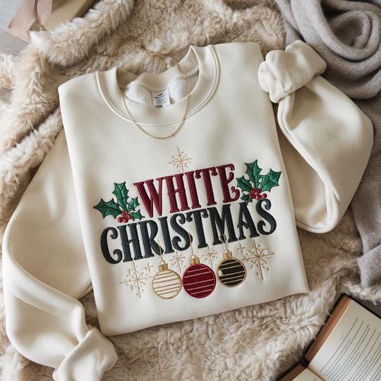 Embroidered White Christmas Movie Sweatshirt - Christmas White 1954 Shirt