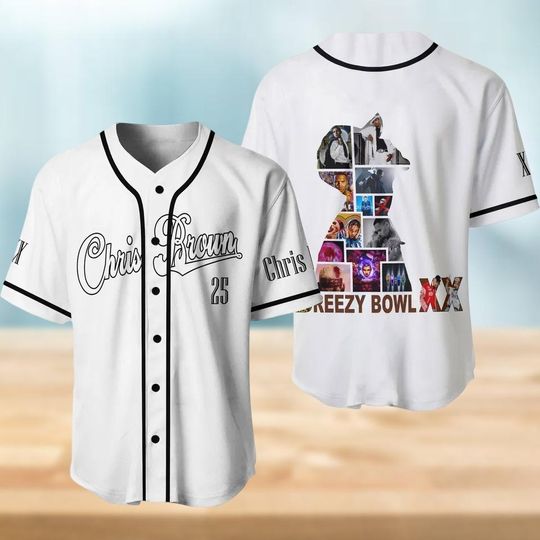 Chris Brown Jersey Shirt, Breezy Bowl XX Tour Baseball Jersey, Breezy Bowl Tour Baseball Button Up, Minimal Concert Fan Top