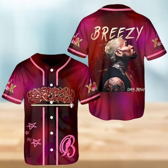 Chris Brown Breezy Bowl Jersey Shirt, Breezy Bowl Baseball Jersey Kids, Graffiti Style Button Up, Hip Hop Concert Outfit