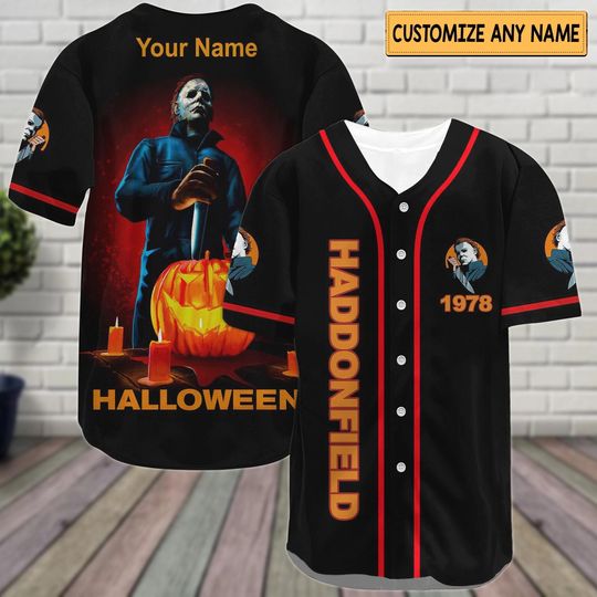 Michael Myers Baseball Jersey, Halloween 1978 Jersey Shirt, Michael Myers Shirt, Horror Baseball Jersey, Halloween Pumpkin Shirt