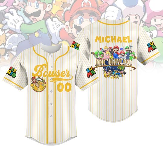 Custom Bowser Epic Universe Jersey Shirt, Epic Universe Baseball Jersey, Gamer Vacation Shirt, Matching Trip 2025 Jersey Shirt