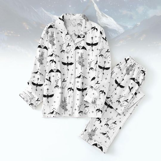 Fantasy Dragon Pajama Set, Fourth Wing Pajamas, Bookish Sleepwear, Dragon Love Sleepwear