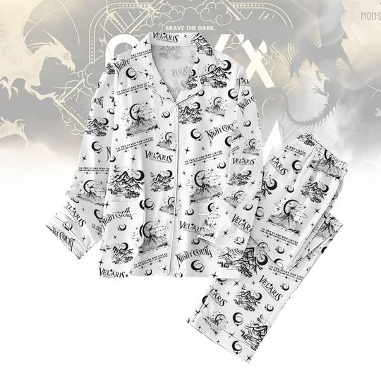 Velaris Night Court Pajama Set, ACOTAR Inspired Pajamas, Romantasy Book Lover Sleepwear