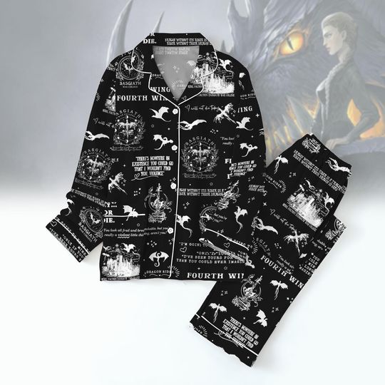 Fourth Wing Basgiath Pajama Set, Dragon Academy Sleepwear, Romantasy Bookish Pajamas