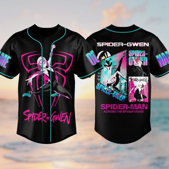 Spider Man Across Verse Gwen Baseball Jersey, Spider-Woman Pink Basketball Jersey, Spiderman Ghost Spider Shirt, Superhero Jersey