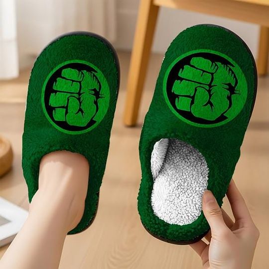 The Hulk Slipper, Hulk Disneyland Superhero Fluffy Slipper, Avengers Movie Fan Lovers Slipper, Comics Comfortable House Shoes