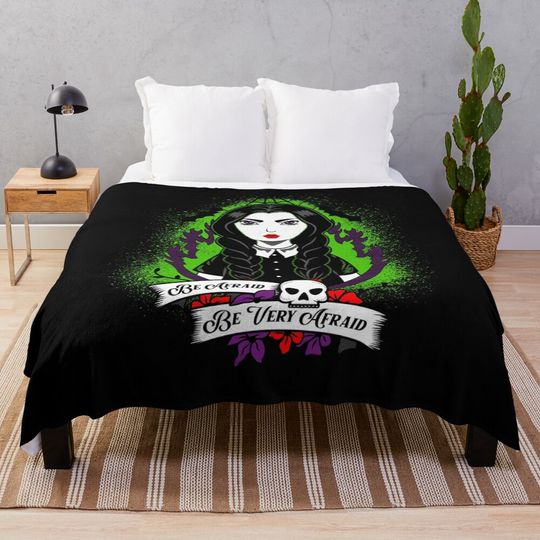 Wednesday Be Very Afraid Throw Blanket