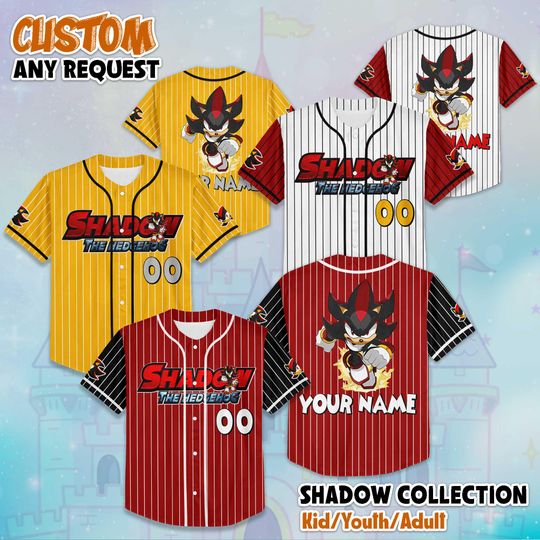 Personalized Shadow collection Baseball Jersey, Custom Shadow Jersey Shirt, Shadow The Hedgehog Baseball Jersey, Birthday Gift