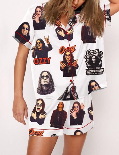 Womens Ozzy Osbourne The Prince of Darkness Memorial Remembrance Pajama Set