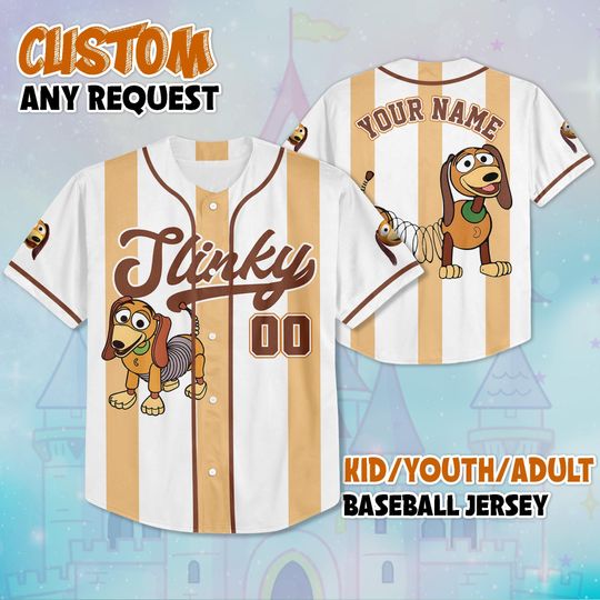 Custom Slinky Dog Toy Story Baseball Jersey, Disney Slinky Dog Jersey Shirt, Disney Baseball Jersey Sports Team, Disneyland Family Trip 2025