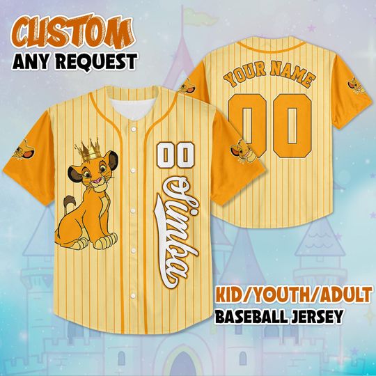 Personalized Simba The Lion King Baseball Jersey, Custom Simba Jersey Shirt, The Lion King Baseball Jersey, Simba Birthday Gift