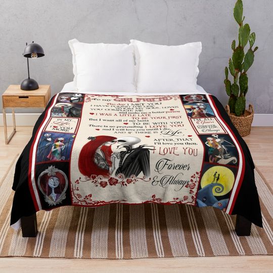 Jack Skellington & Sally To My Girlfriend The Day I Met You Throw Blanket