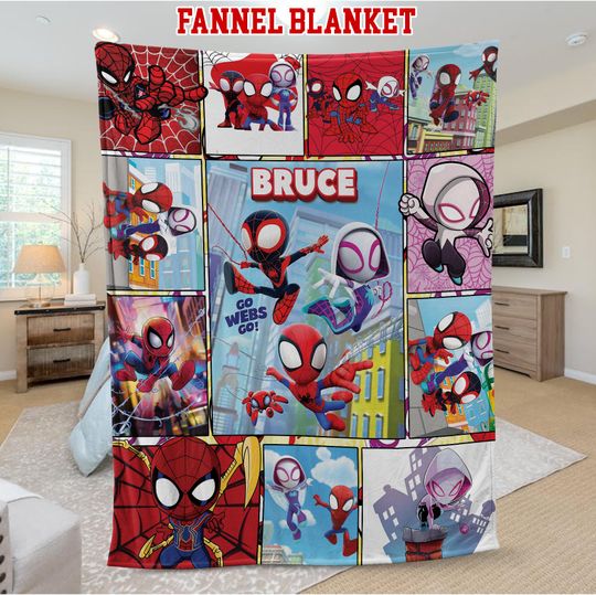 Personalized Spidey and His Amazing Friends Blanket, Amazing Friends Fleece Blanket, Spiderman Birthday Blanket, Spiderman Blanket