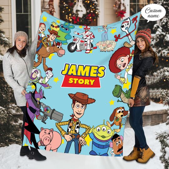 Custom Disney Toy Story Blanket, Custom Name Disney Blanket, Woody Buzz Lightyear Jessie Toy Story Blanket