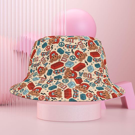Smiles & Stripes Bucket Hat, USA Bucket Hat, American Hat